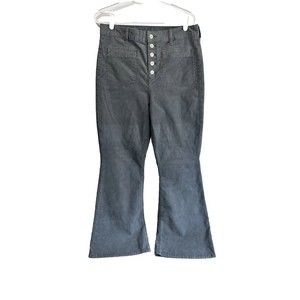 American Eagle Women's Stretch Gray Corduroy Super Hi-Rise Flare Size 12 Regular